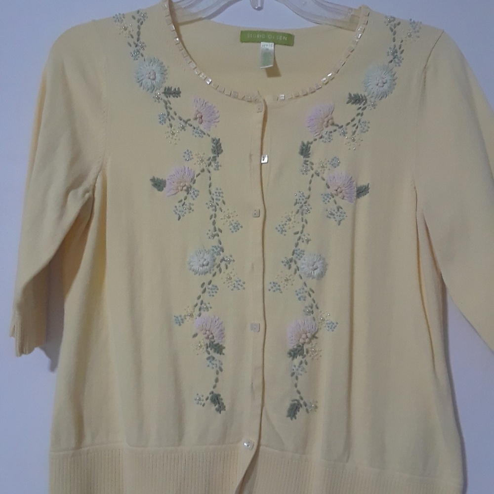 Yellow cardigan